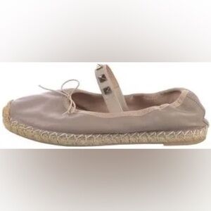 Valentino Rockstud Pink Leather Ballerina Espadrilles